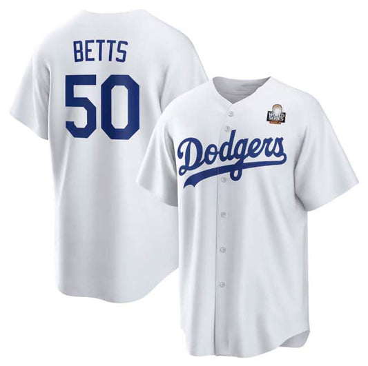 LA.Dodgers #50 Mookie Betts Player Game Jersey White Cool Base Stitched Baseball Jerseys