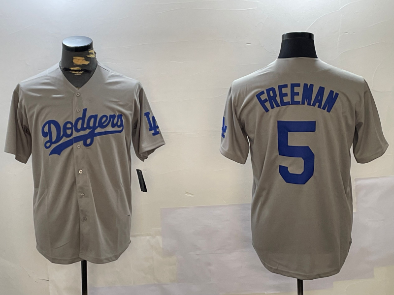 LA.Dodgers #5 Freddie Freeman Grey Player Cool Base Stitched Baseball Jerseys