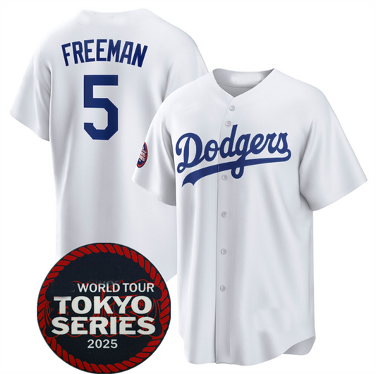 LA.Dodgers #5 Freddie Freeman Player White 2025 World Tour Tokyo Series Home Stitched Baseball Jerseys