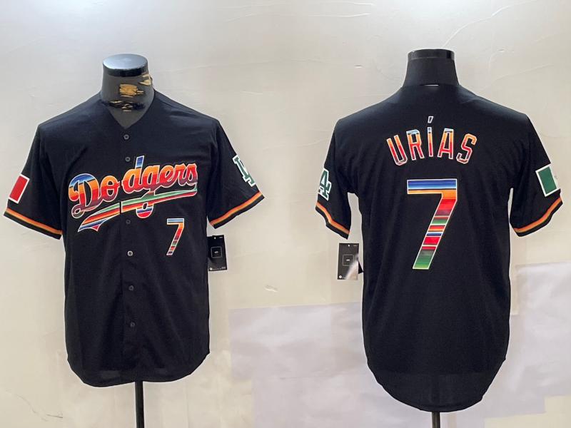 LA.Dodgers #7 Julio Urias Player Black Rainbow Mexico Cool Base Stitched Baseball Jerseys