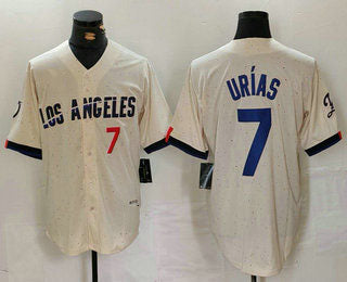 LA.Dodgers #7 Julio Urias Player Cream Limited Stitched Baseball Jerseys