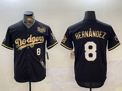 LA.Dodgers #8 Enrique Hernández Player Black Gold Vapor Premier Limited Stitched Baseball Jerseys