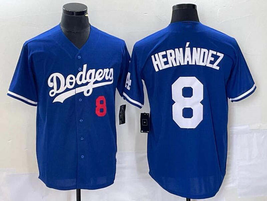 LA.Dodgers #8 Enrique Hernández Player Game Jersey Blue Flex Base Stitched Baseball Jerseys