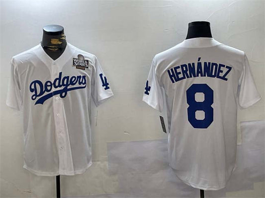 LA.Dodgers #8 Enrique Hernández Player White Cool Base Stitched Baseball Jerseys