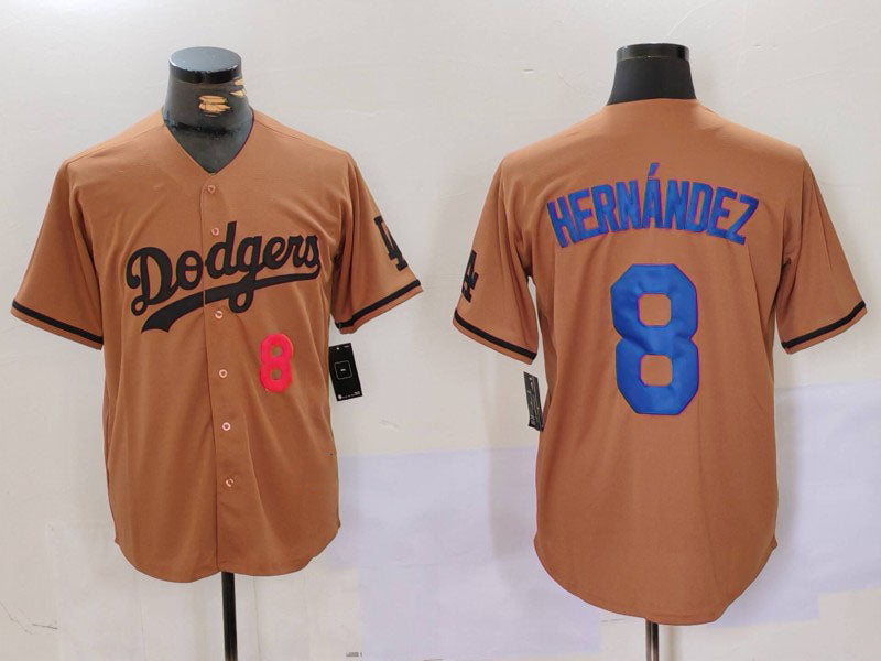 LA.Dodgers #8 Kike Hernandez Player Jersey Olive Cool Base Limited Stitched Baseball Jerseys