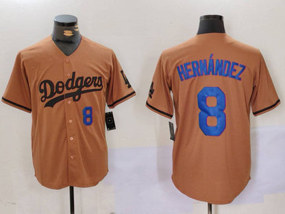 LA.Dodgers #8 Kike Hernandez Player Olive Cool Base Limited Stitched Baseball Jerseys