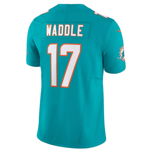 M.Dolphins #17 Jaylen Waddle Aqua Player Vapor F.U.S.E. Limited Stitched American Football Jerseys