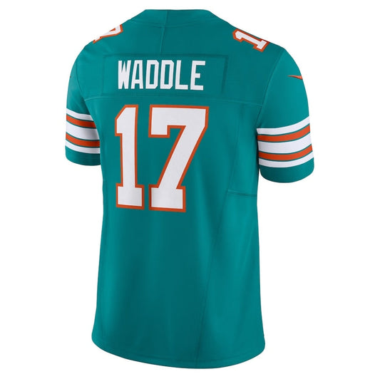 M.Dolphins #17 Jaylen Waddle Player Aqua Vapor F.U.S.E. Limited Stitched American Football Jerseys