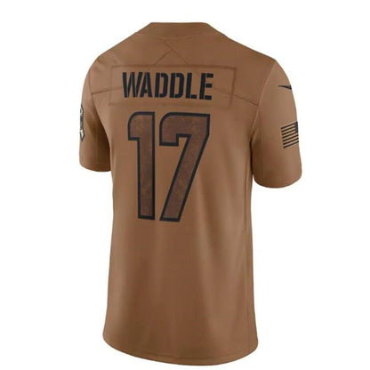 #17 Jaylen Waddle Player M.Dolphins Brown Salute To Service Limited Football Jerseys