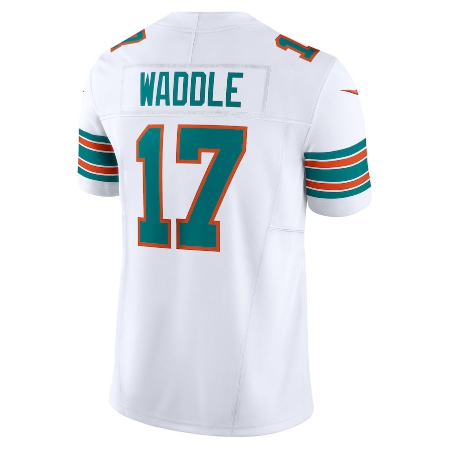 M.Dolphins #17 Jaylen Waddle Player White Vapor F.U.S.E. Limited Stitched American Football Jerseys