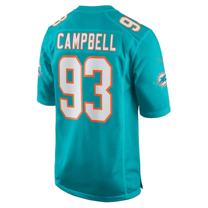 M.Dolphins #93 Calais Campbell Player Aqua Game Stitched American Football Jerseys