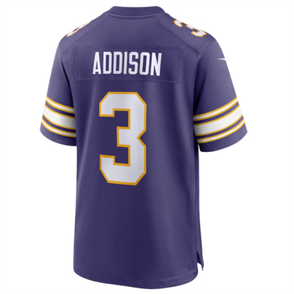 #3 Jordan Addison Player MN.Vikings Purple Classic Game Football Jerseys