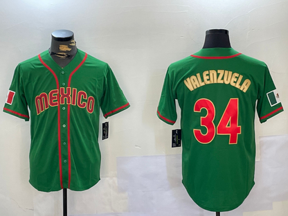 LA.Dodgers #34 Fernando Valenzuela Player Green Gold Classic Stitched Baseball Jerseys