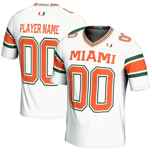 Custom M.Hurricanes GameDay Greats NIL Pick-A Football Jerseys - White American College Jerseys