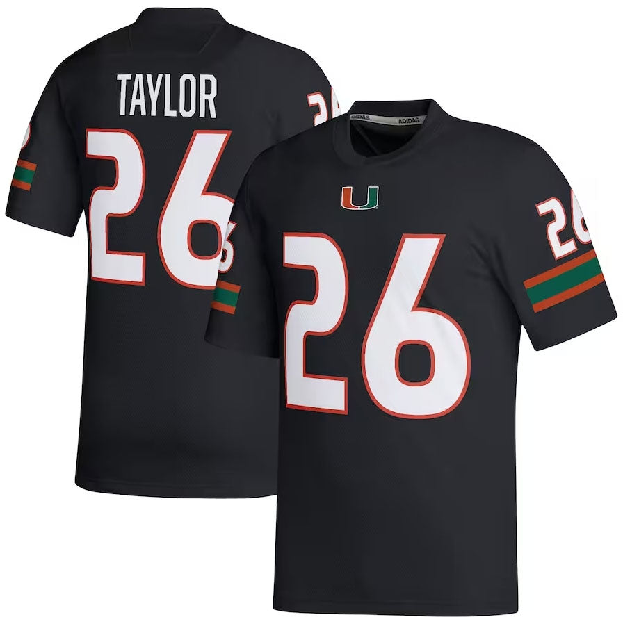 M.Hurricanes #26 Sean Taylor Player Retired Football Player Jerseys - Black American College Jerseys