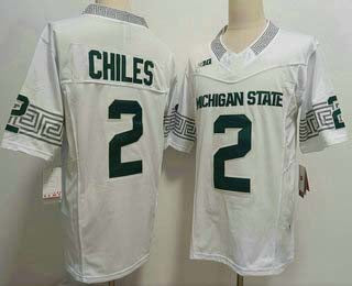 M.State Spartans #2 Aidan Chiles Player White FUSE Football Stitched American College Jerseys