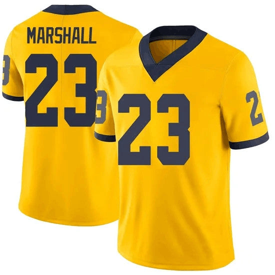 M.Wolverines #23 Jordan Marshall Player Gold Stitched Football American College Jerseys