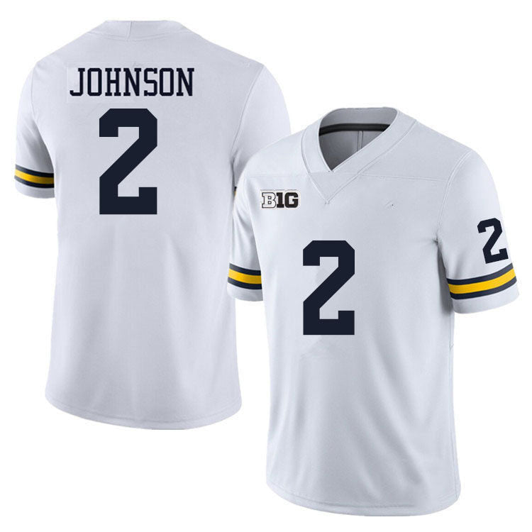 M.Wolverines #2 Will Johnson Player Jersey White Stitched American College Jerseys