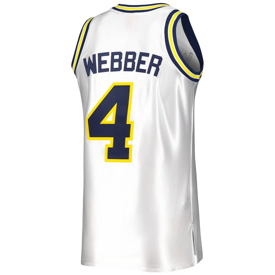 M.Wolverines #4 Chris Webber Player 1991-92 Authentic Jersey - White Stitched American College Jerseys