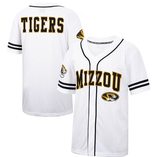 M.Tigers Colosseum Free Spirited Mesh Button-Up Baseball Jersey - White Player American College Jerseys