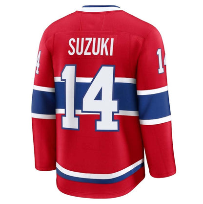 M.Canadiens #14 Nick Suzuki Fanatics Player Game Jersey - Red Stitched American Hockey Jerseys