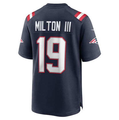 NE.Patriots #19 Joe Milton III Player Navy Game Stitched American Football Jerseys