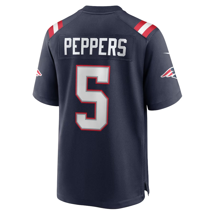 NE.Patriots #5 Jabrill Peppers Navy Game Player Stitched American Football Jerseys