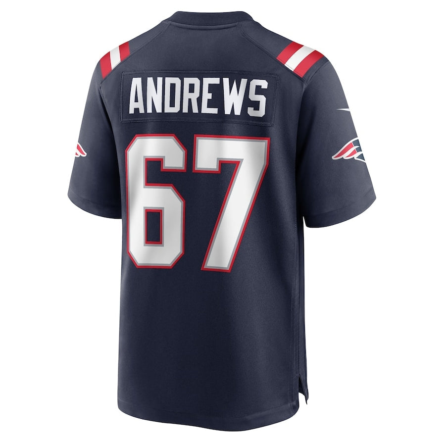 NE.Patriots #67 Jake Andrews Player Navy Game Stitched American Football Jerseys