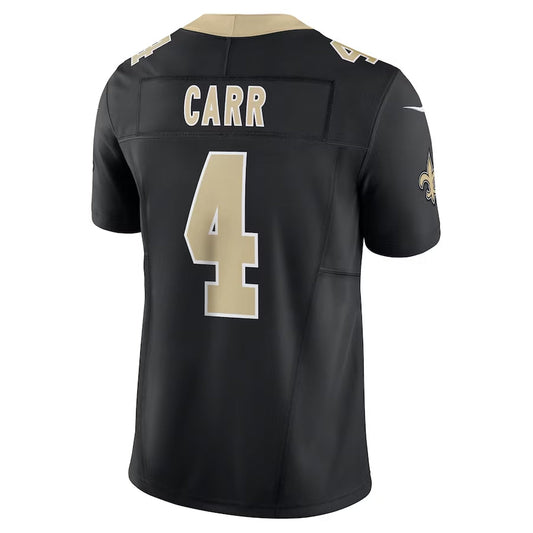 NO.Saints #4 Derek Carr Player Black Vapor F.U.S.E. Limited Stitched American Football Jersey