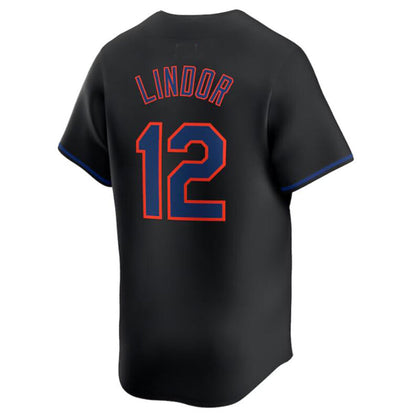 NY.Mets #12 Francisco Lindor Black Limited Player Jersey Stitches Baseball Jerseys