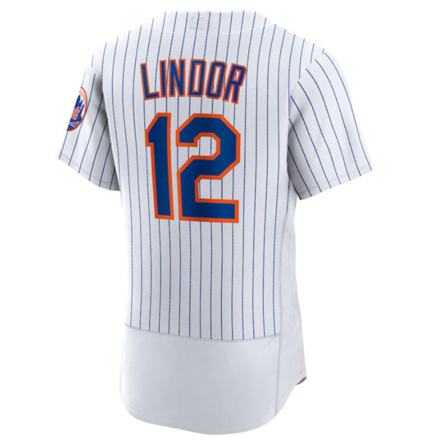 NY.Mets #12 Francisco Lindor White Home Authentic Player Jersey Stitches Baseball Jerseys