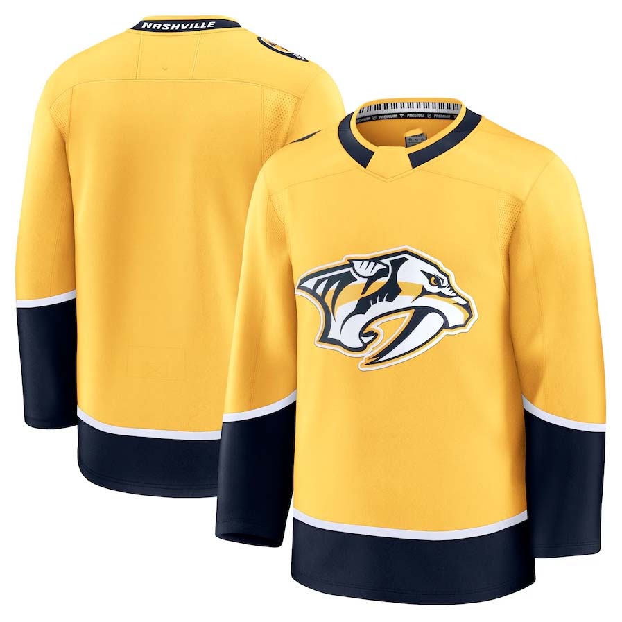 N.Predators Fanatics Home Premium Player Jersey - Yellow Stitched American Hockey Jerseys