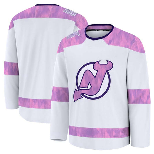 NJ.Devils Fanatics Blank Player Game Hockey Jersey - White Stitched American Hockey Jerseys