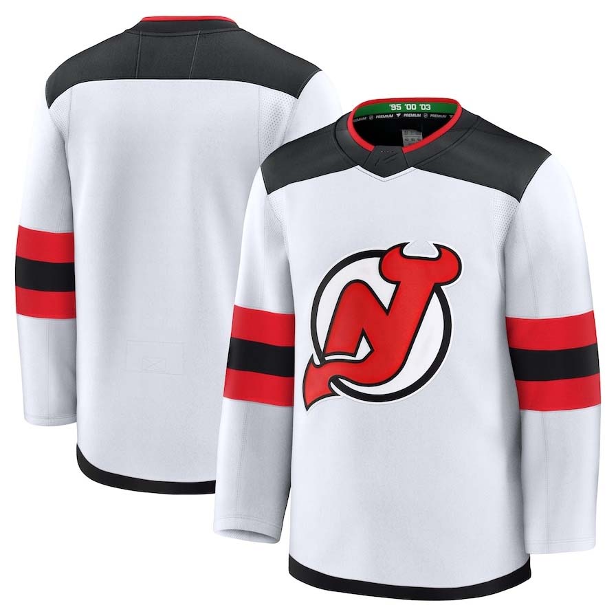 NJ.Devils Blank Player Fanatics Away Premium Jersey - White Stitched American Hockey Jerseys