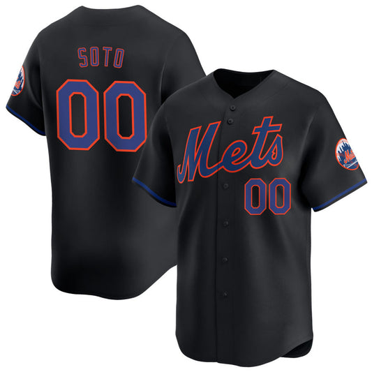 Custom NY.Mets Black Limited Replica Game Jersey Baseball Jerseys