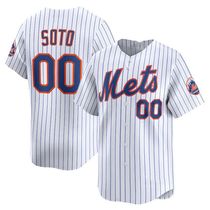 Custom NY.Mets White Home Replica Game Baseball Jerseys