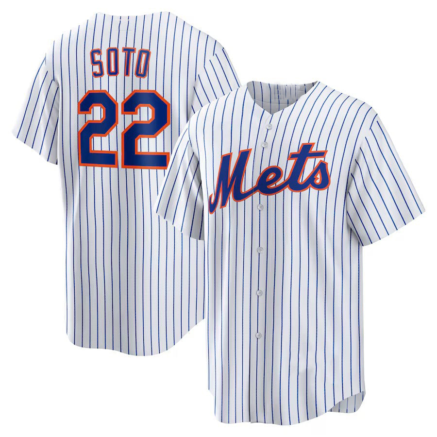 NY.Mets #22 Juan Soto White Home Replica Player Baseball Jerseys