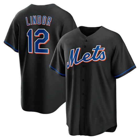 NY.Mets #12 Francisco Lindor Black Game Player Jersey Baseball Jerseys