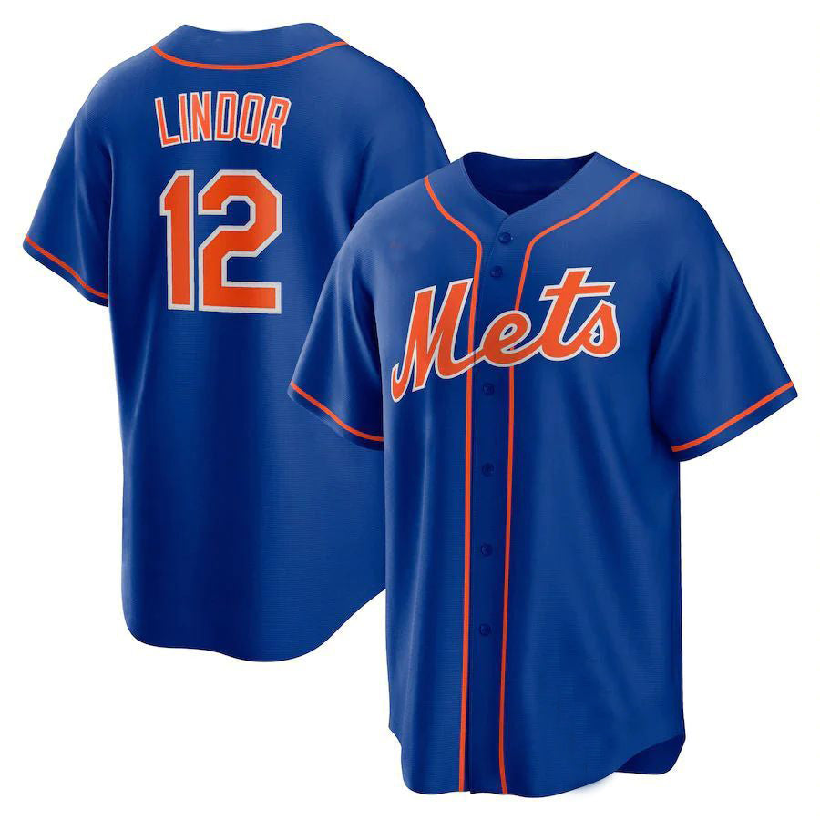 NY.Mets #12 Francisco Lindor Royal Alternate Replica Player Jersey Baseball Jerseys