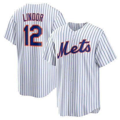 NY.Mets #12 Francisco Lindor White Home Game Player Jersey Baseball Jerseys