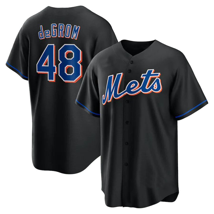 NY.Mets #48 Jacob deGrom Black Player Game Jersey Stitched American Baseball Jerseys