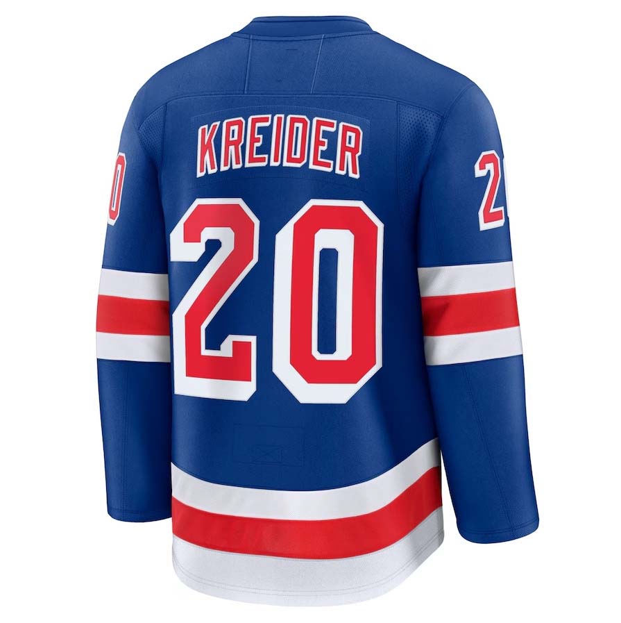 NY.Rangers #20 Chris Kreider Fanatics Home Premium Player Jersey - Blue Stitched American Hockey Jerseys