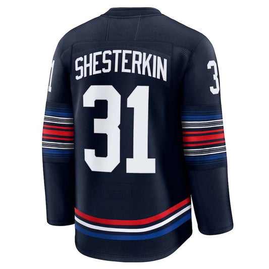 NY.Rangers #31 Igor Shesterkin Player Fanatics Alternate Premium Jersey - Navy Stitched American Hockey Jerseys