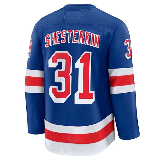 NY.Rangers #31 Igor Shesterkin Player Fanatics Alternate Premium Jersey - Blue Stitched American Hockey Jerseys