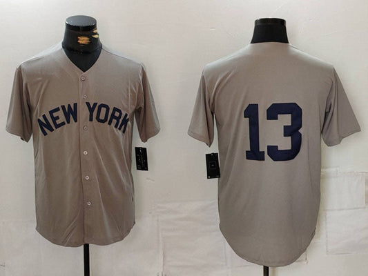 NY.Yankees #13 Jazz Chisholm Jr Grey Player Game Jersey Stitched Baseball Jerseys