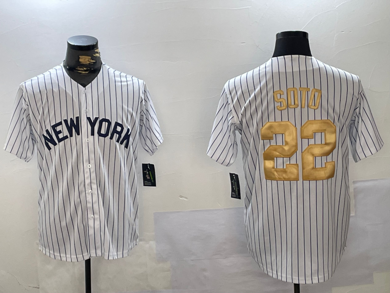 NY.Yankees #22 Juan Soto White Pinstripe Fashion Cool Base Stitched Baseball Jerseys Player Jersey