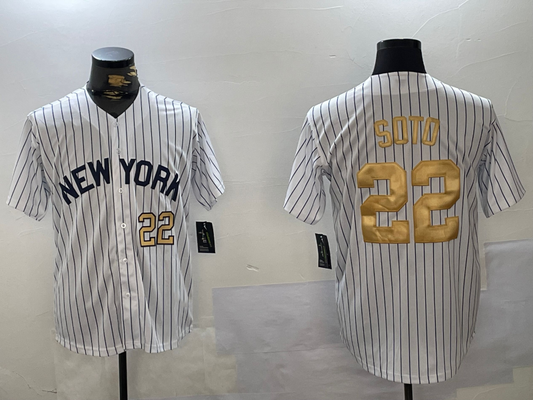 NY.Yankees #22 Juan Soto White Player Jersey Pinstripe Fashion Cool Base Stitched Baseball Jerseys