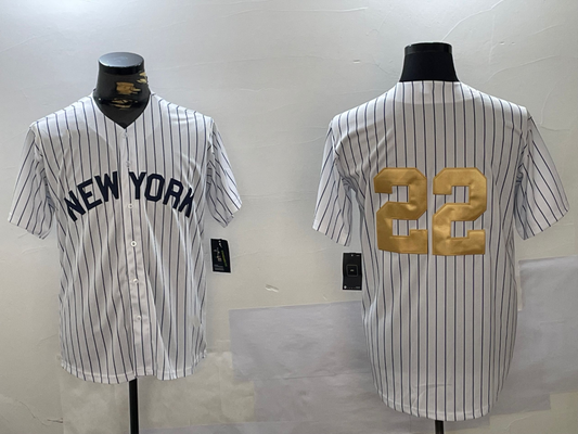 NY.Yankees #22 Juan Soto White Pinstripe Fashion Cool Base Stitched Baseball Jersey Player Jerseys