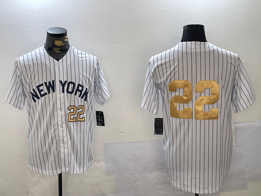 NY.Yankees #22 Juan Soto White Pinstripe Fashion Player Game Jersey Cool Base Stitched Baseball Jerseys