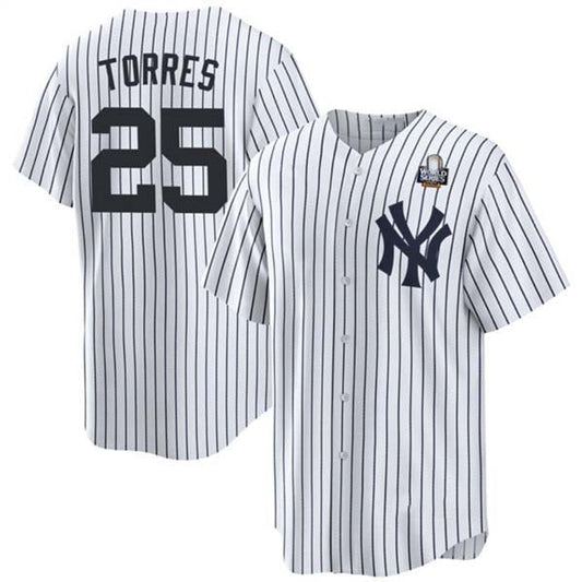 NY.Yankees #25 Gleyber Torres White Player Game Jersey Cool Base Stitched Baseball Jerseys